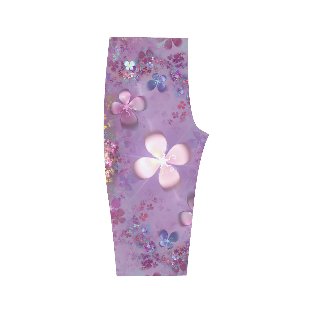 Modern abstract fractal colorful flower power Hestia Cropped Leggings (Model L03)