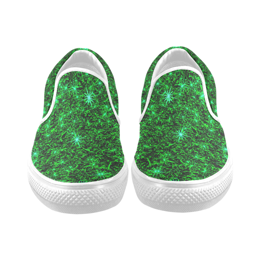 Sparkling Green - Jera Nour Men's Unusual Slip-on Canvas Shoes (Model 019)