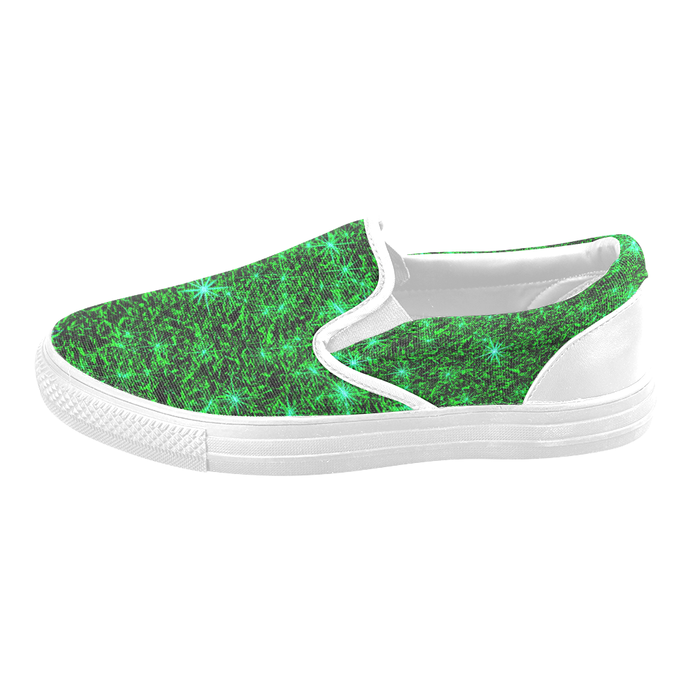 Sparkling Green - Jera Nour Men's Unusual Slip-on Canvas Shoes (Model 019)