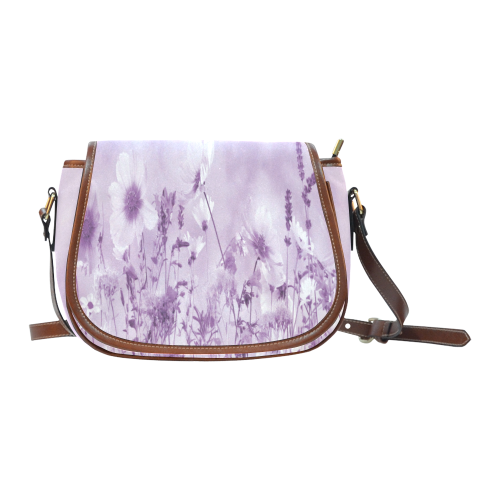 Magenta Shaded Wildflowers Saddle Bag/Small (Model 1649) Full Customization