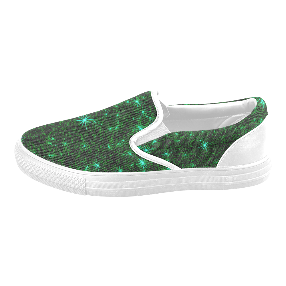 Sparkling Green - Jera Nour Men's Unusual Slip-on Canvas Shoes (Model 019)