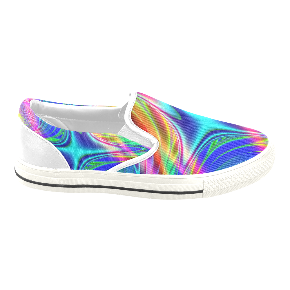 Rainbow Splash Fractal Men's Unusual Slip-on Canvas Shoes (Model 019)