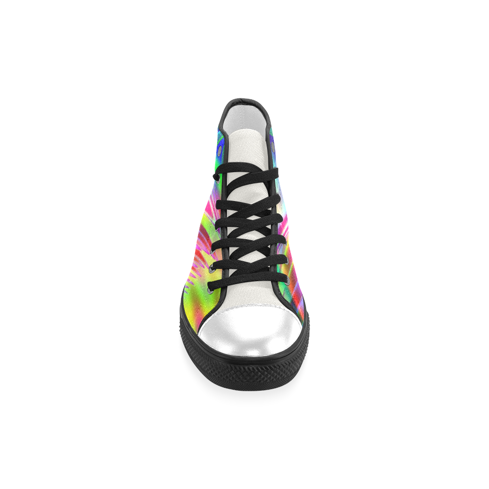 Rainbow Splash Fractal Men’s Classic High Top Canvas Shoes (Model 017)