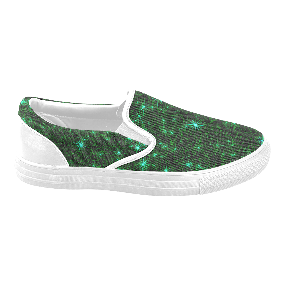 Sparkling Green - Jera Nour Men's Unusual Slip-on Canvas Shoes (Model 019)