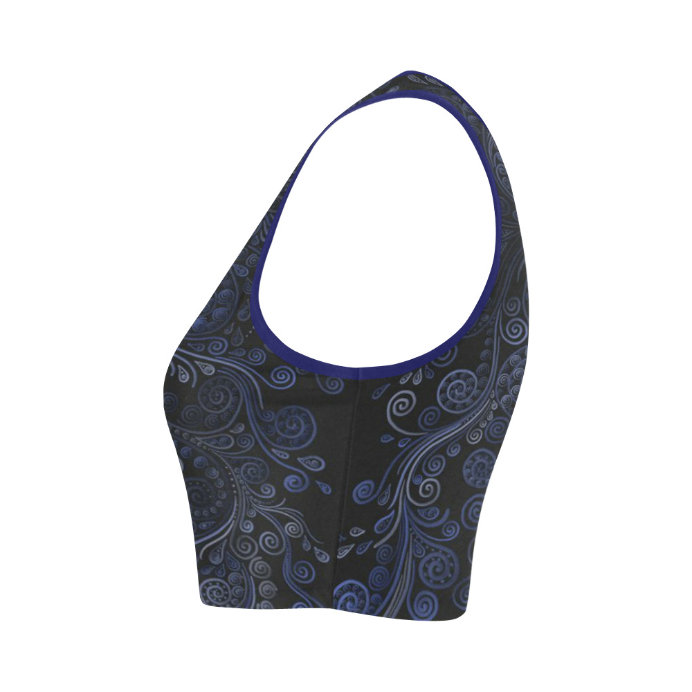 Ornamental Blue on Gray Women's Crop Top (Model T42)