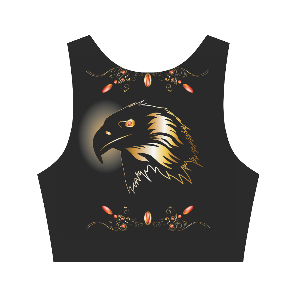 Eagle in gold and black Women's Crop Top (Model T42)