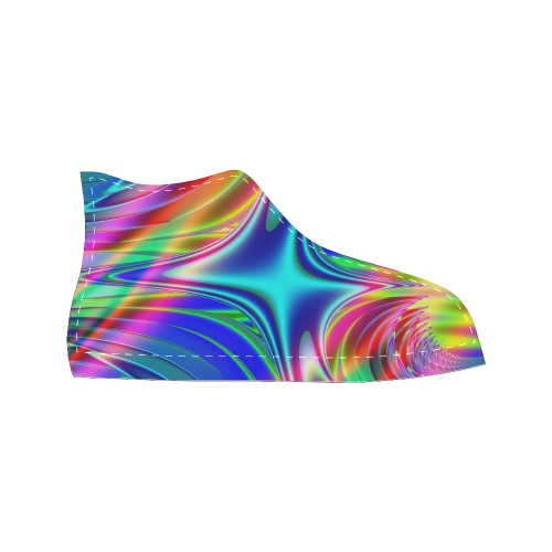 Rainbow Splash Fractal Men’s Classic High Top Canvas Shoes (Model 017)