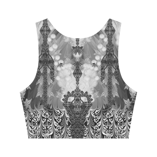 spanish lace black and white Women's Crop Top (Model T42)