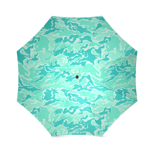 Camo Turquoise Camouflage Pattern Print Foldable Umbrella (Model U01)
