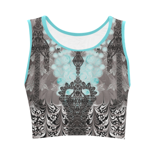 spanish lace blue Women's Crop Top (Model T42)