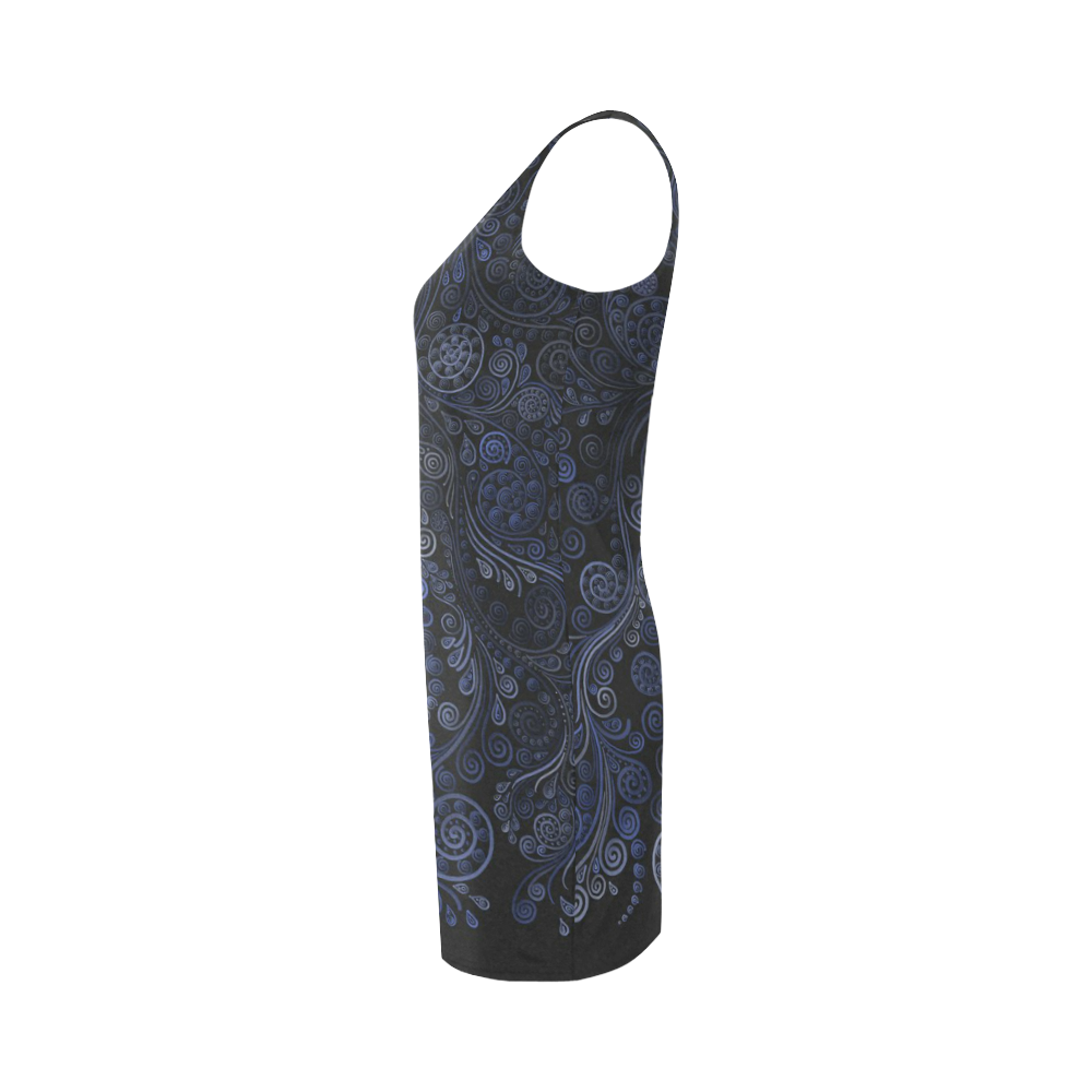 Ornamental Blue on Gray Medea Vest Dress (Model D06)