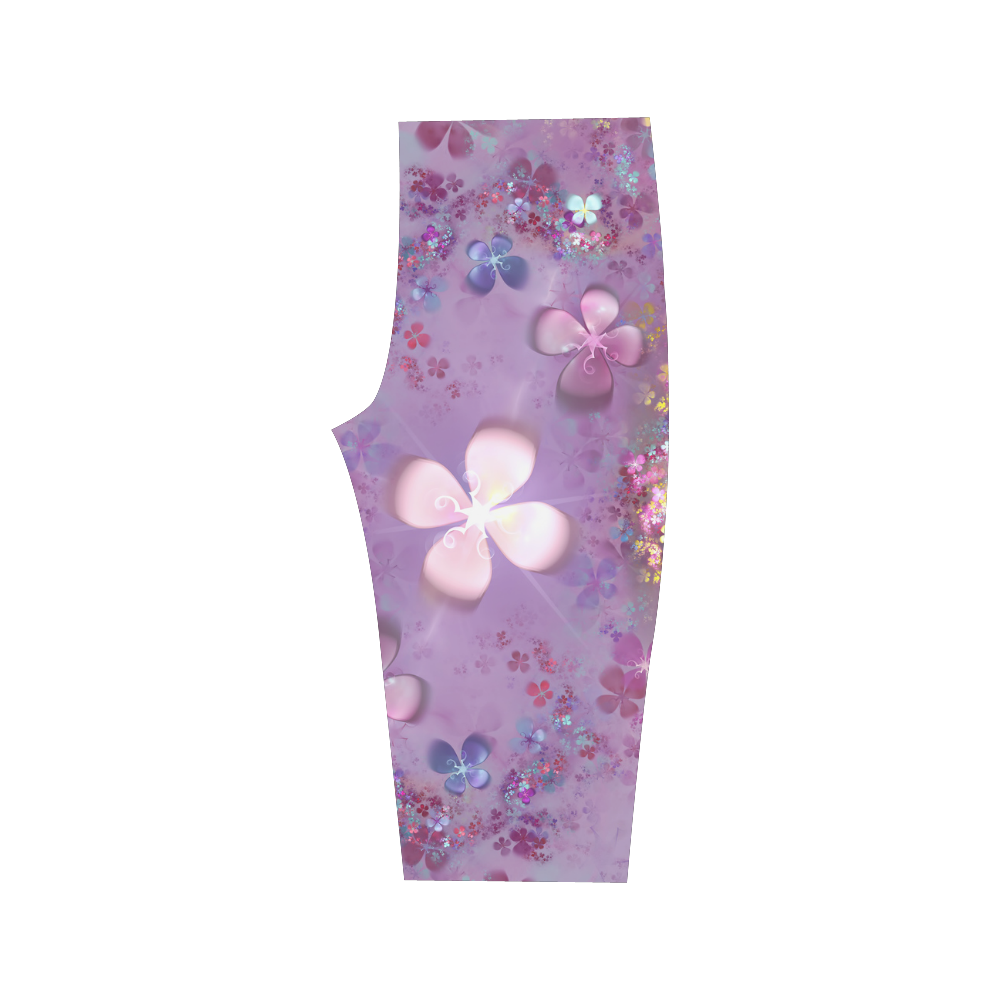 Modern abstract fractal colorful flower power Hestia Cropped Leggings (Model L03)