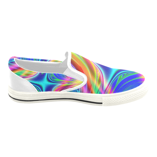 Rainbow Splash Fractal Men's Slip-on Canvas Shoes (Model 019)