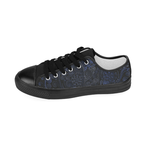 Ornamental Blue on Gray Women's Classic Canvas Shoes (Model 018)