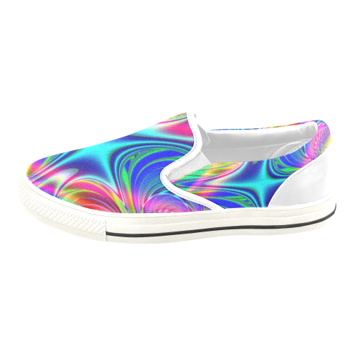 Rainbow Splash Fractal Men's Slip-on Canvas Shoes (Model 019)