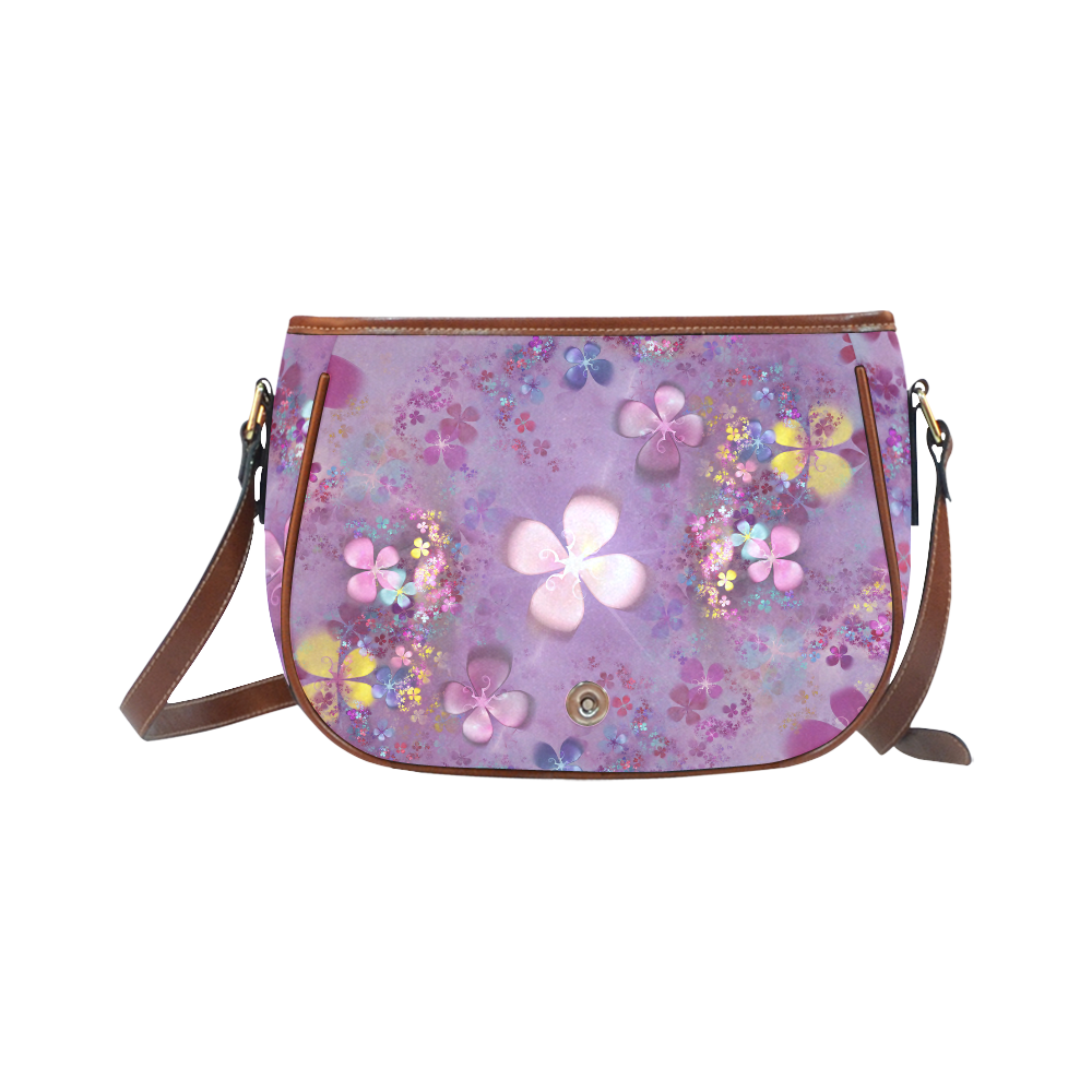 Modern abstract fractal colorful flower power Saddle Bag/Small (Model 1649) Full Customization