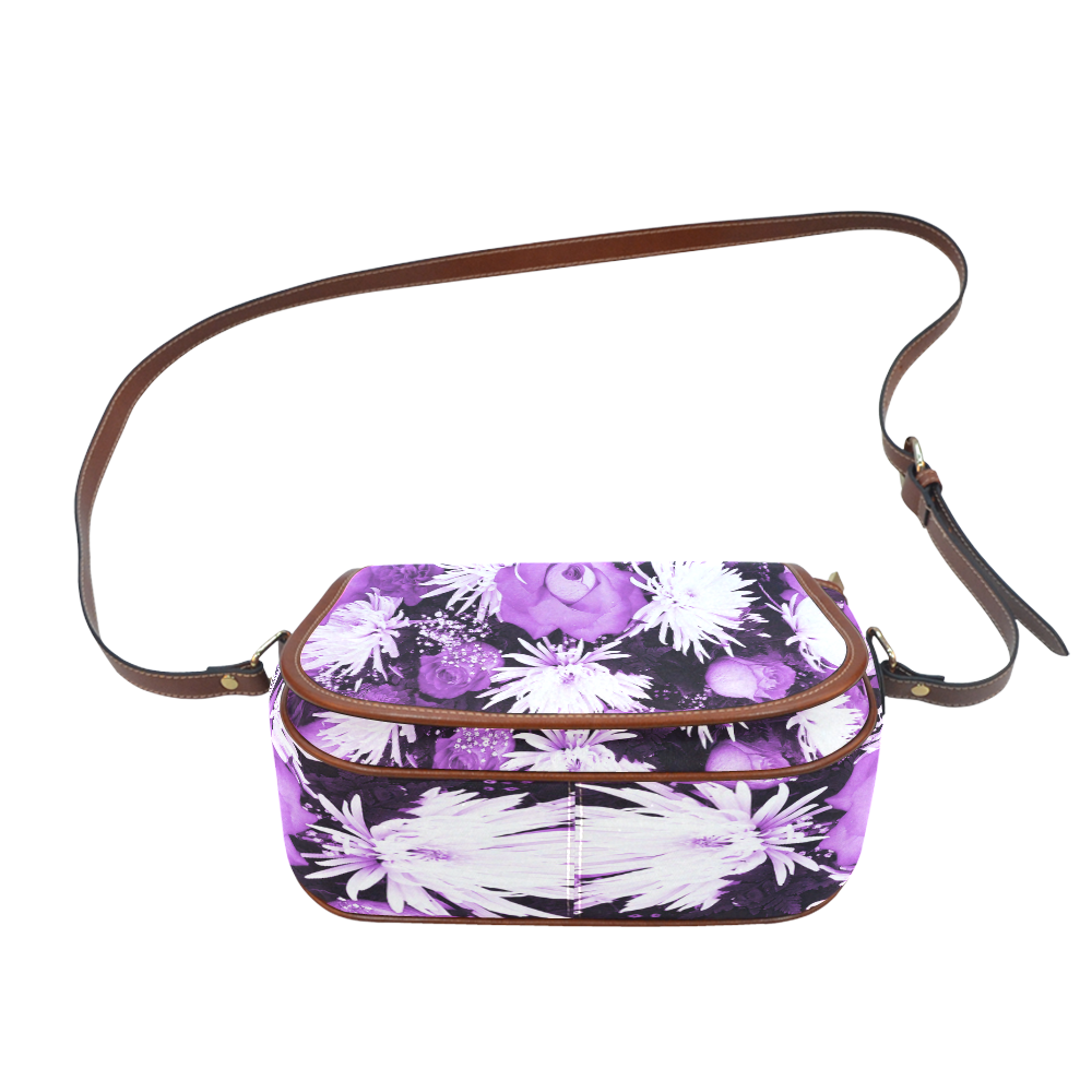 Violet Flowered Bouquet Saddle Bag/Large (Model 1649)