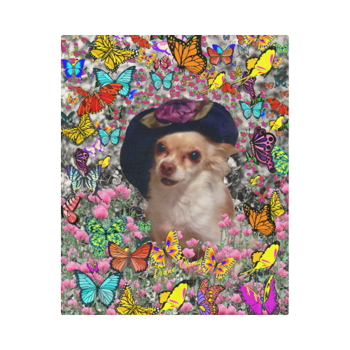 Chi Chi in Yellow Butterflies, Chihuahua Puppy Dog Duvet Cover 86"x70" ( All-over-print)