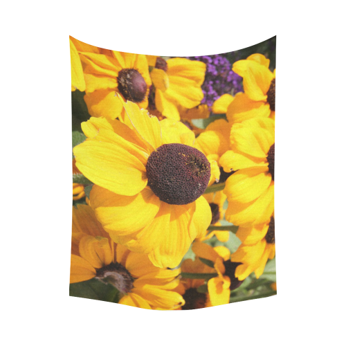 Yellow Flowers Cotton Linen Wall Tapestry 80"x 60"