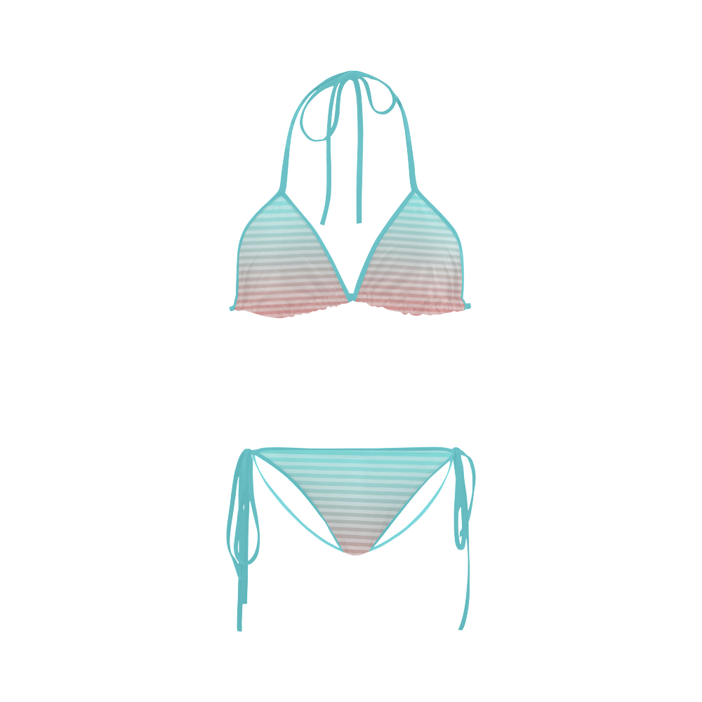 Beach Blanket Aqua and Peach Custom Bikini Swimsuit