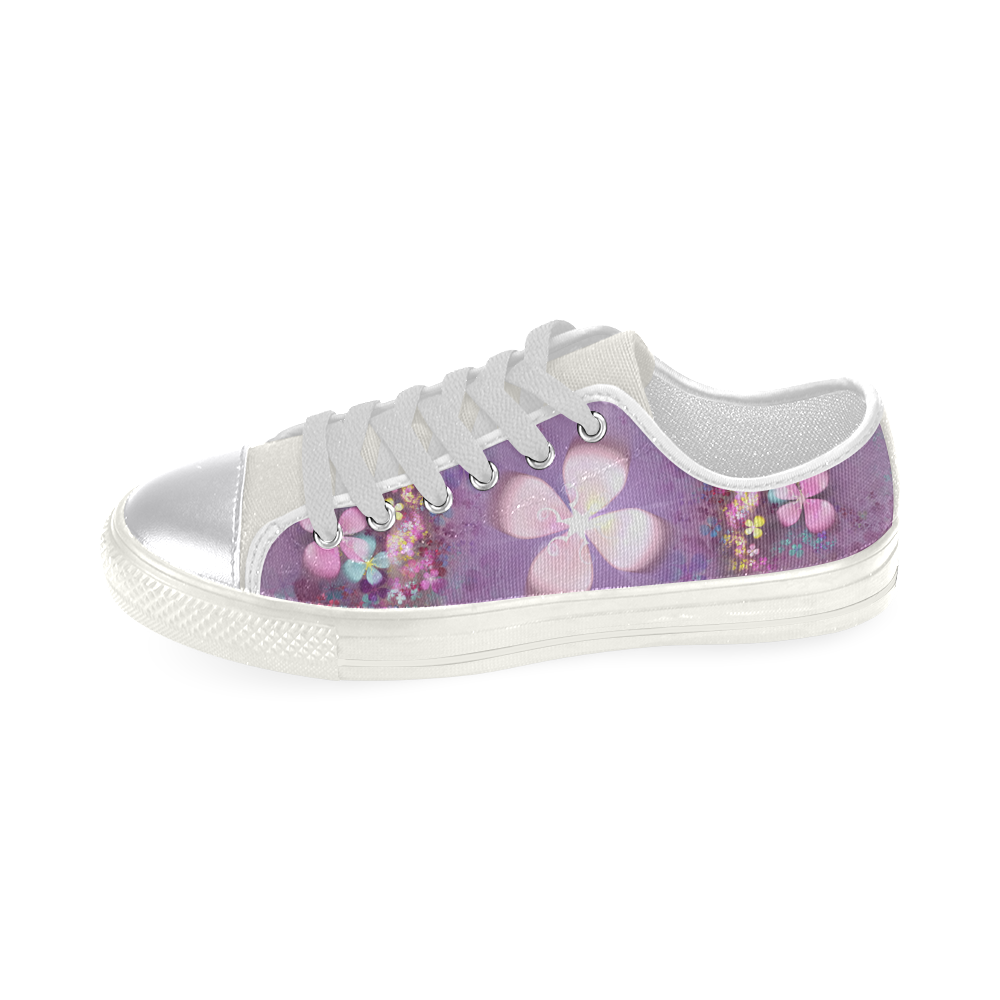 Modern abstract fractal colorful flower power Women's Classic Canvas Shoes (Model 018)