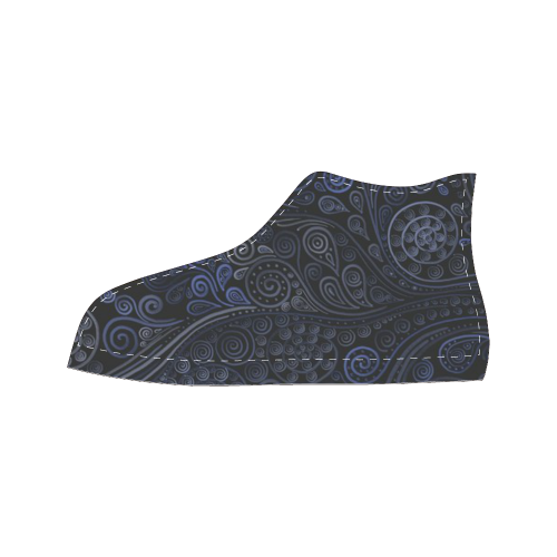 Ornamental Blue on Gray Women's Classic High Top Canvas Shoes (Model 017)