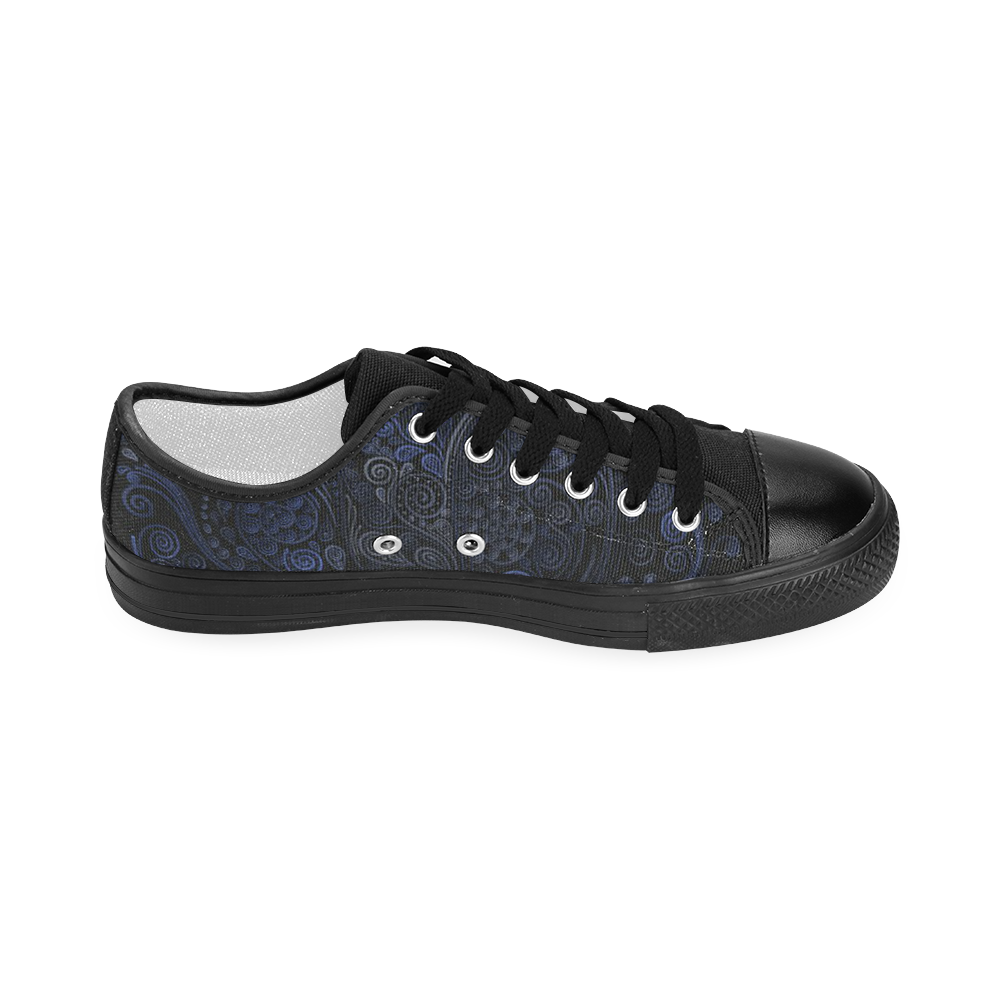 Ornamental Blue on Gray Women's Classic Canvas Shoes (Model 018)