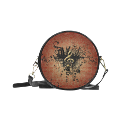 Wonderful clef with flowers Round Sling Bag (Model 1647)