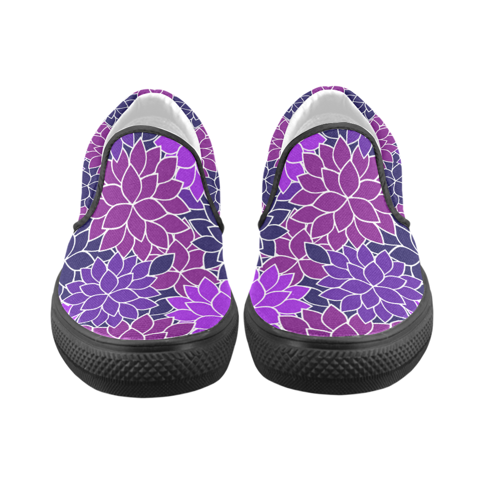 Midnight Garden Women's Unusual Slip-on Canvas Shoes (Model 019)