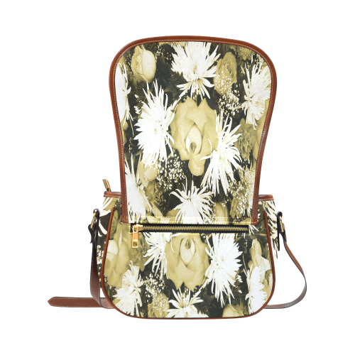Golden Flowered Bouquet Saddle Bag/Small (Model 1649) Full Customization