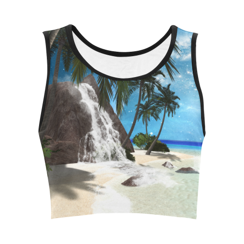 Seascape in the night Women's Crop Top (Model T42)