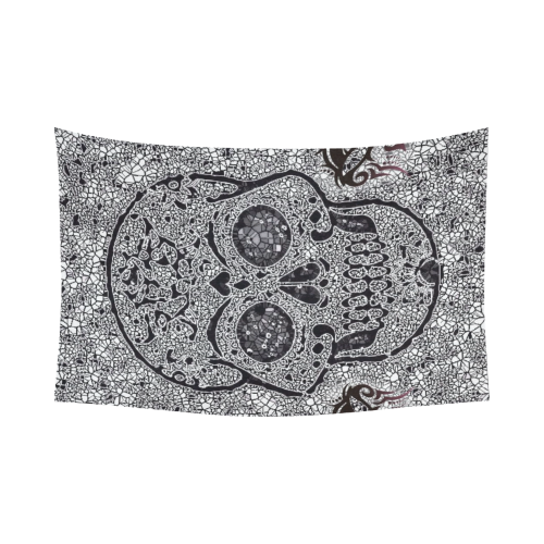 Mosaic Skull Cotton Linen Wall Tapestry 90"x 60"