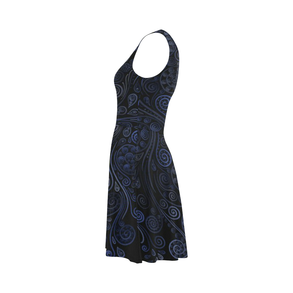 Ornamental Blue on Gray Atalanta Sundress (Model D04)
