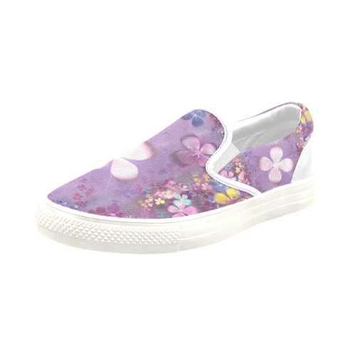 Modern abstract fractal colorful flower power Men's Slip-on Canvas Shoes (Model 019)