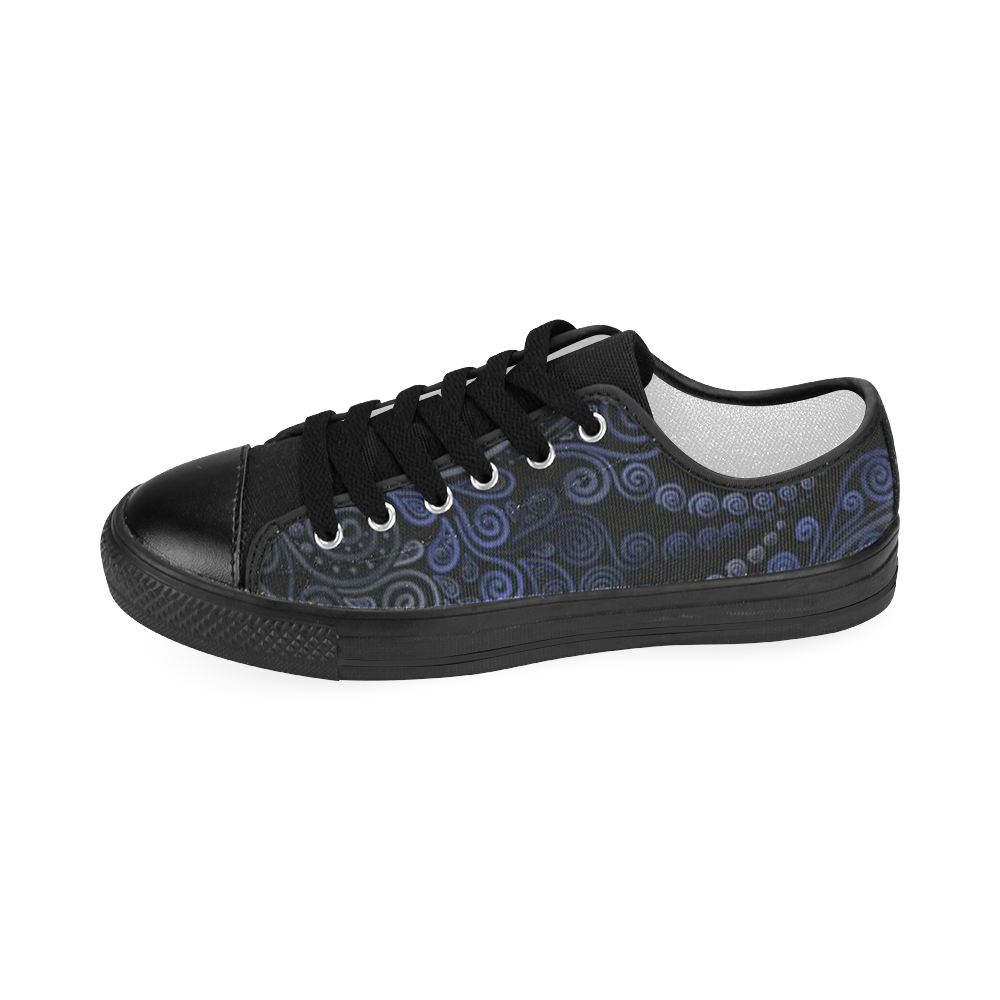 Ornamental - Blue on Gray Women's Classic Canvas Shoes (Model 018)