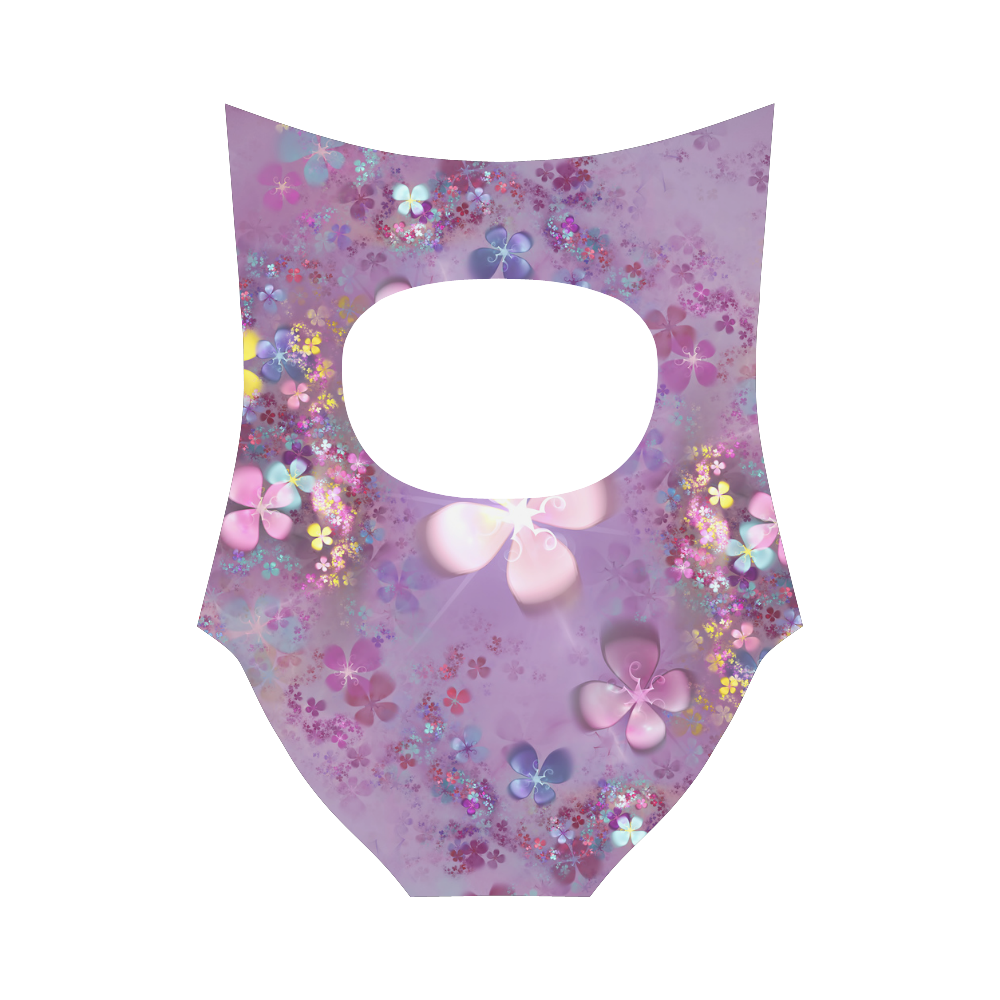 Modern abstract fractal colorful flower power Strap Swimsuit ( Model S05)