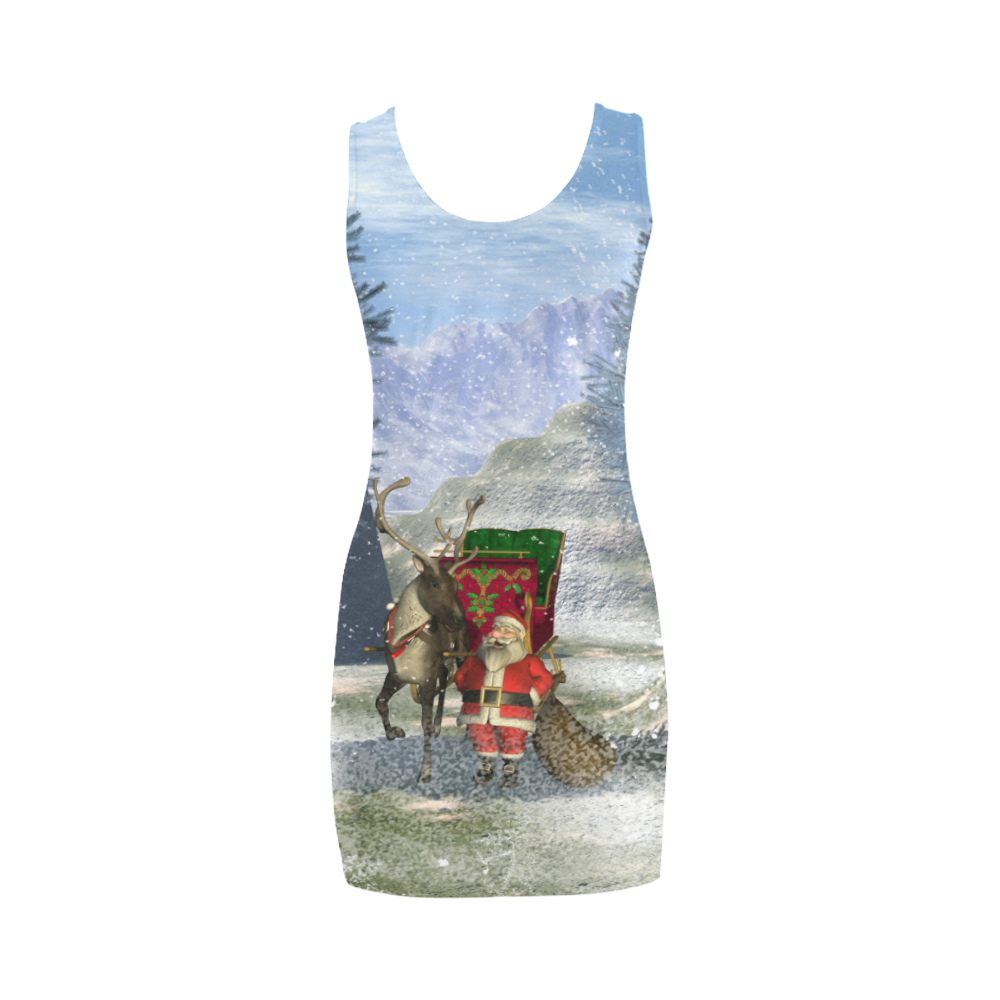 Santa Claus with reindeer Medea Vest Dress (Model D06)