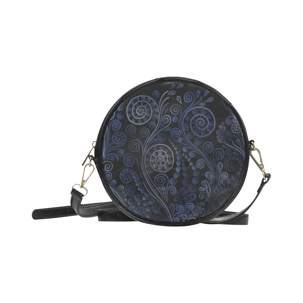 Ornamental Blue on Gray Round Sling Bag (Model 1647)