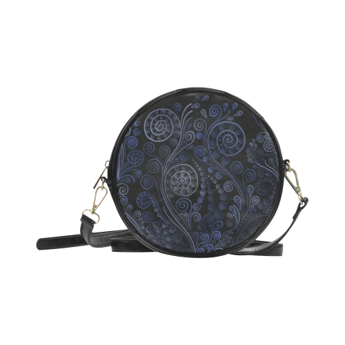 Ornamental Blue on Gray Round Sling Bag (Model 1647)