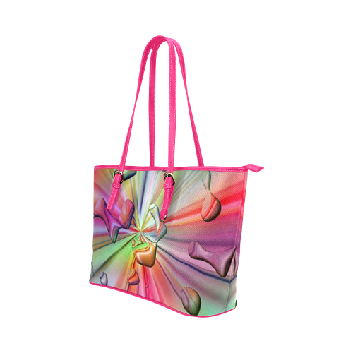 Rainbow Drops by Nico Bielow Leather Tote Bag/Large (Model 1651)