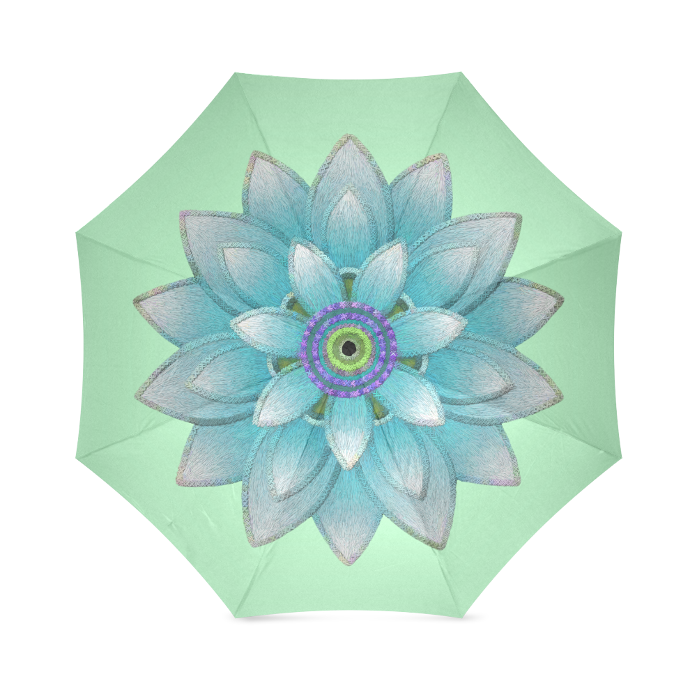 Turquoise Lotus. Foldable Umbrella (Model U01)