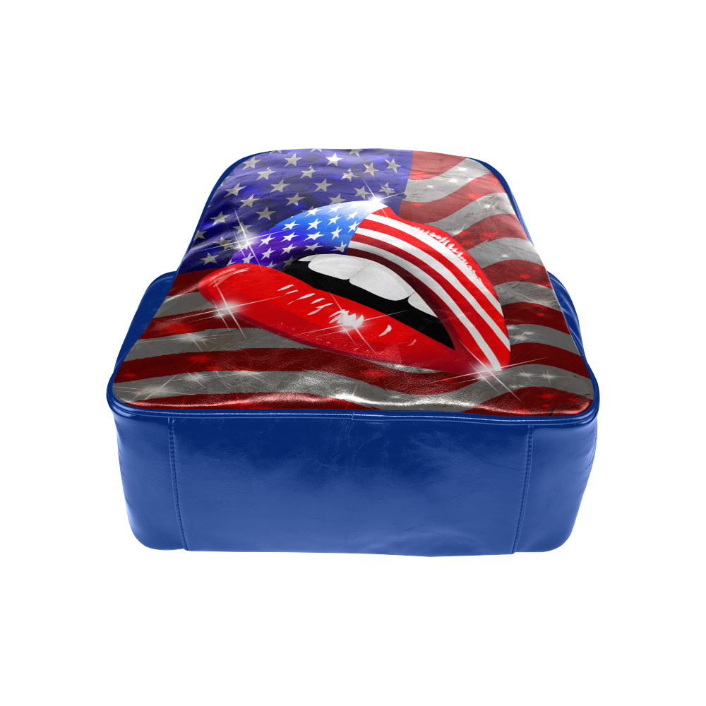 USA Flag Lipstick on Sensual Lips Multi-Pockets Backpack (Model 1636)