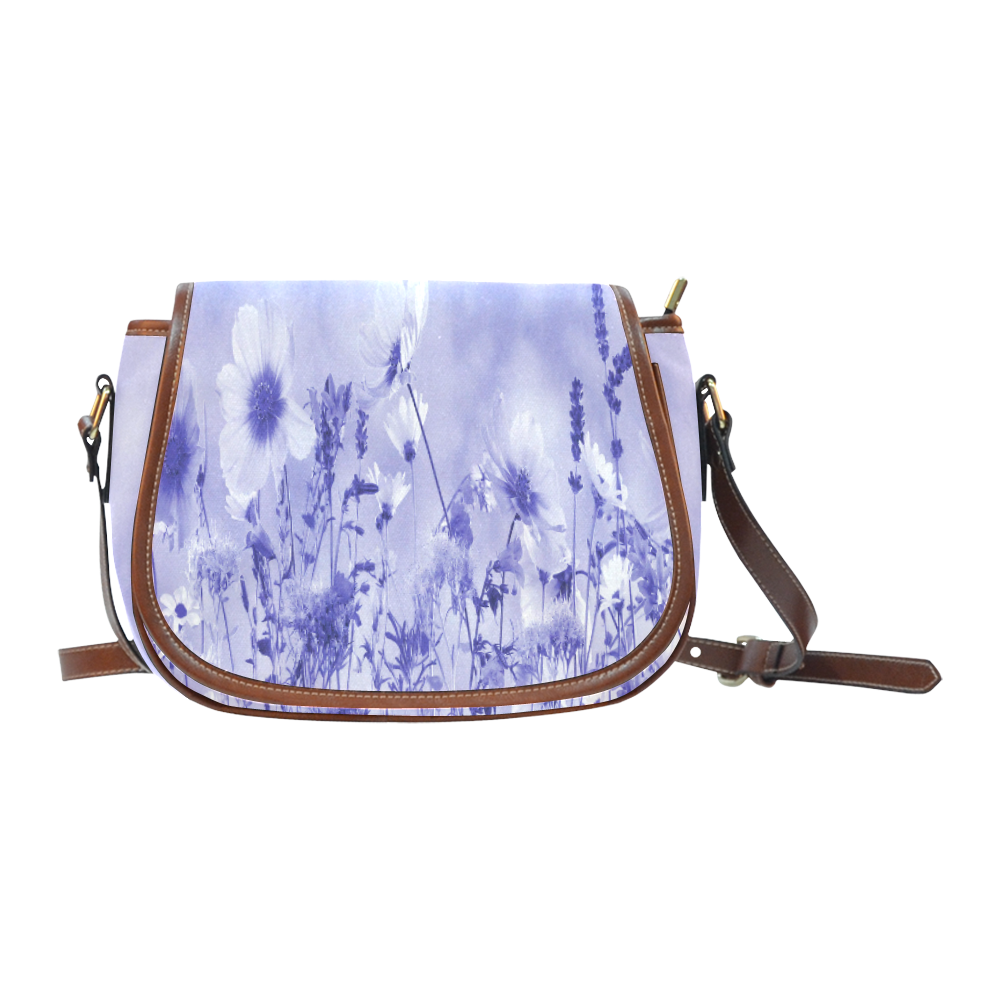 Violet Shaded Wildflowers Saddle Bag/Small (Model 1649) Full Customization