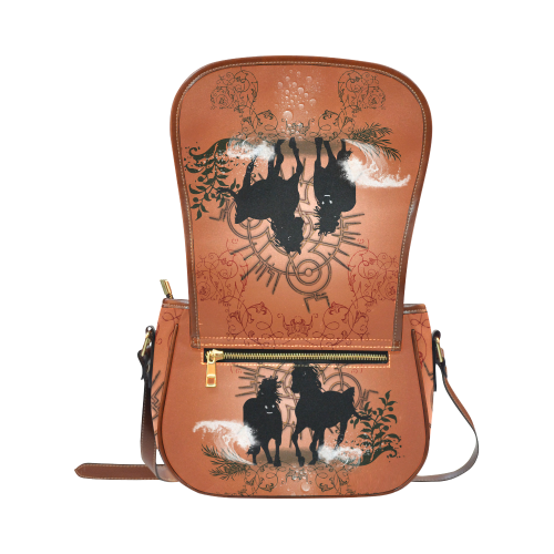 Black horses silhouette Saddle Bag/Small (Model 1649) Full Customization