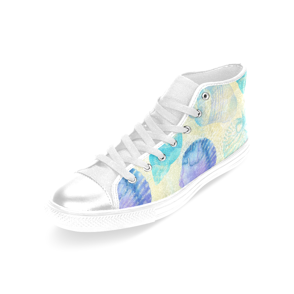 Seashells Women's Classic High Top Canvas Shoes (Model 017)