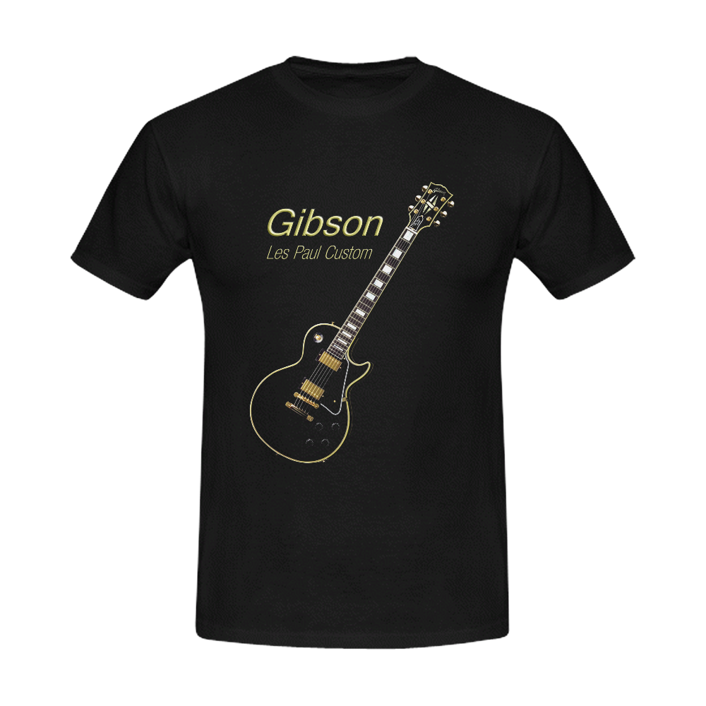 Black Gibson Les paul Custom Men's Slim Fit T-shirt (Model T13) | ID ...
