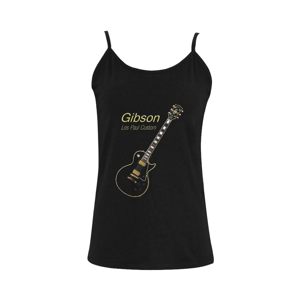 Black Gibson Les paul Custom Women's Spaghetti Top (USA Size) (Model T34)