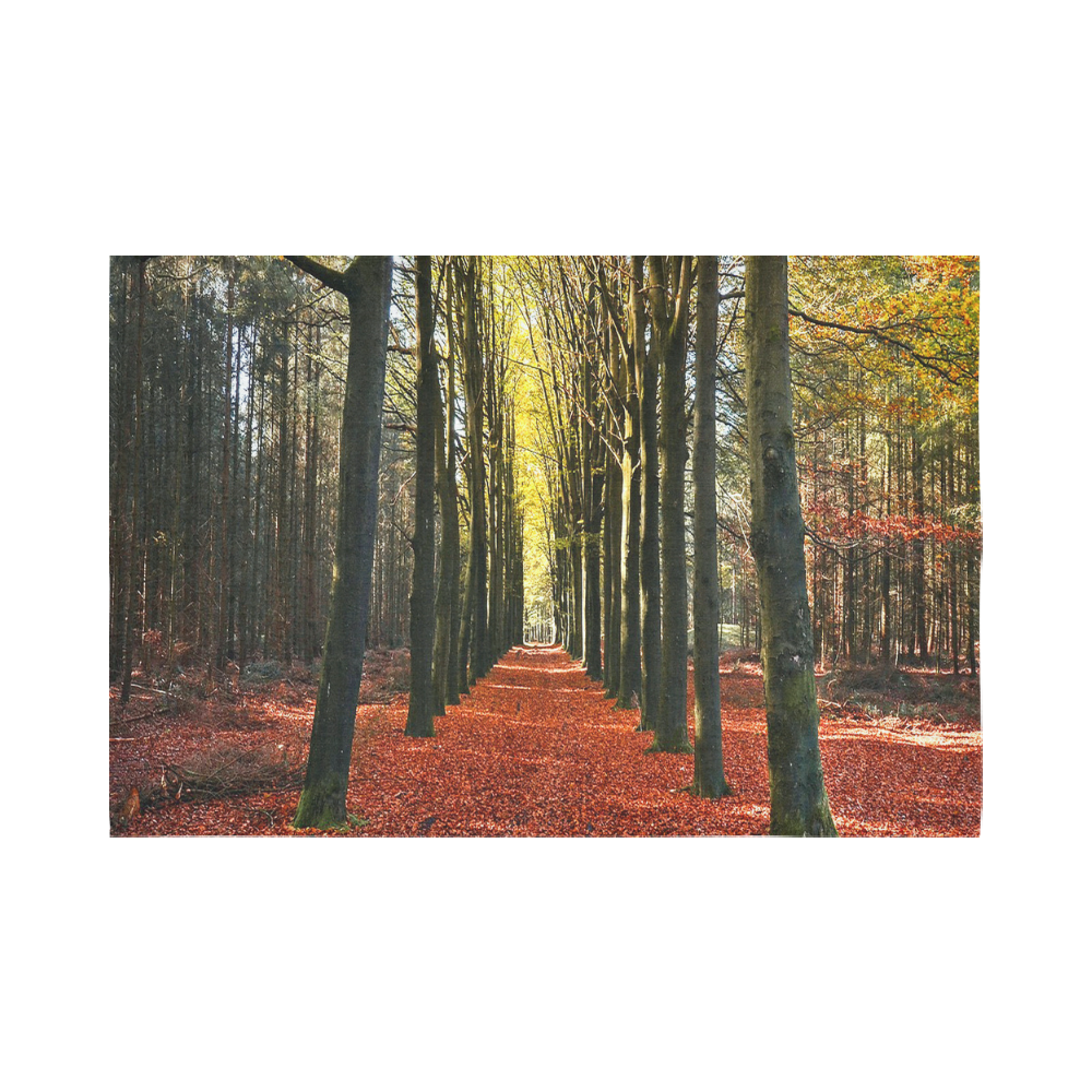 Autumn Forest Path Cotton Linen Wall Tapestry 90"x 60"