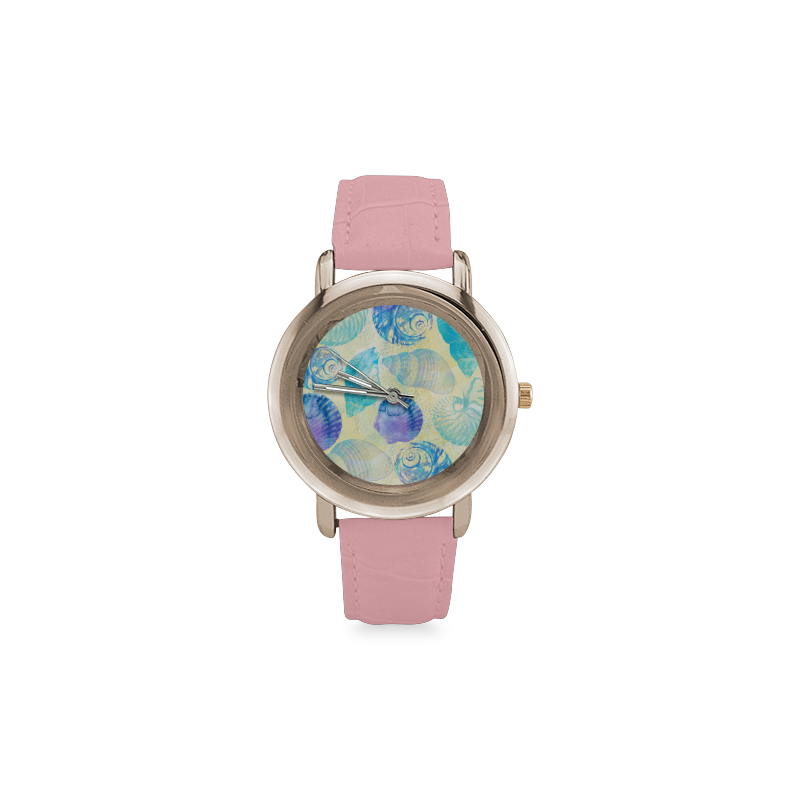 Seashells Women's Rose Gold Leather Strap Watch(Model 201)