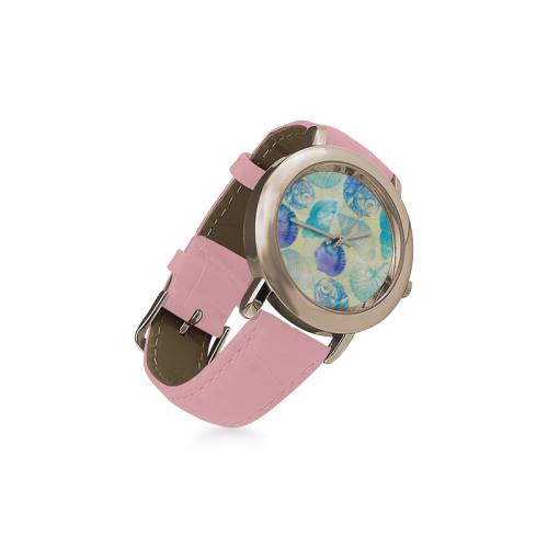 Seashells Women's Rose Gold Leather Strap Watch(Model 201)